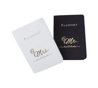 Lot de 2 étuis multifonctions en cuir PU pour passeport - Organiseur de cartes de voyage pour un rangement sécurisé de documents, Noir et blanc, Love version, Bohème