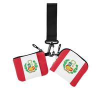 Lot de 2 étuis pour cartes de crédit et porte-monnaie avec porte-clés Motif drapeau du Pérou, Drapeau du Pérou, 1 size, Décontracté