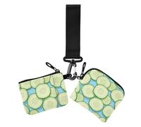 Lot de 2 étuis pour cartes de visite minimalistes avec porte-clés pour femme Bleu concombre légume, concombre bleu légume, 1 size, Décontracté