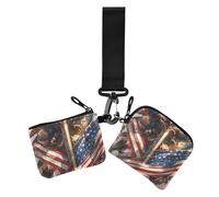 Lot de 2 étuis pour cartes d'identité avec porte-clés pour un usage quotidien Motif oiseau guerrier blanc 4 juillet, Oiseau guerrier blanc du 4 juillet, 1 size, Décontracté