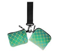 Lot de 2 étuis pour cartes d'identité pour femme avec poche zippée pour un usage quotidien - Grille dorée - Vert dégradé, Cube vert dégradé de grille dorée, 1 size, Décontracté