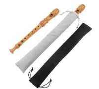 Lot de 2 étuis pour flûte à bec soprano, flûte à bec soprano, étui en velours, idéal pour flûtes, clarinettes, baguettes, harmonica, citrouilles (noir + gris)