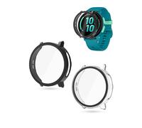 Lot de 2 étuis toergy compatibles avec la montre intelligente Garmin, design intégré pour une protection ultime de la montre intelligente, PC + film trempé d'écran, protection contre les rayures, noir