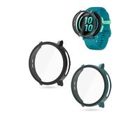 Lot de 2 étuis toergy compatibles avec la montre intelligente Garmin, design intégré pour une protection ultime de la montre intelligente, PC + film trempé d'écran, protection contre les rayures, noir