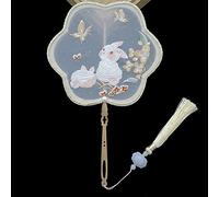 Lot de 2 éventails chinois brodés avec style ancien, accessoire de photographie pour scène de danse, long manche