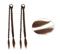 Lot de 2 extensions capillaires synthétiques longues et lisses, tresses, queue de cheval, 45,7 cm, élastiques, for femmes(2M30)
