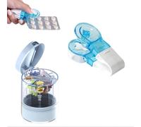 Lot de 2 extracteurs de comprimés portables, coupe-pilules, coupe-pilules pour petites pilules/7 compartiments de rangement compact pour médicaments pour personnes âgées et enfants en plein air
