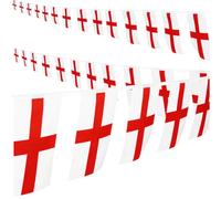 Lot de 2 fanions de drapeau de l'Angleterre de 12 m - 30 drapeaux de la croix de St Georges 14 x 21 cm - Drapeaux anglais en polyester pour football, fête de jardin et décoration de pub