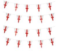 Lot de 2 fanions de St Georges de 10 m - 25 drapeaux triangulaires de l'Angleterre pour célébrations de fête nationale, fêtes de rue, événements royaux, fans de football et de rugby et décorations