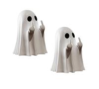 Lot de 2 fantômes amusants au doigt d'honneur - Ornements de fantôme grossier - Doigt du majeur - Pas si sympathique - Petites figurines de fantôme mignon (A)
