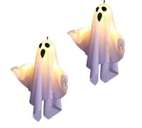 Lot De 2 Fantômes LED Suspendus pour Halloween - Décorations d'halloween À Suspendre, Fantômes Lumi-neux, Fantôme Effrayant Et Lumi-neux pour Porche, Pelouse, Arrière-Cour, Patio, Cour, Arbre