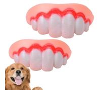 Lot de 2 fausses dents de chien, fausses dents amusantes pour chiens, Halloween, cosplay et jouets, nouvelles prothèses dentaires humaines, vampires amusants, fournitures de décoration pour animaux