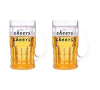 Lot de 2 fausses tasses à bière, tasses à bière farces, tasses à bière en plastique, tasse en forme de tonneau avec poignées pour boissons de bar, farces, fêtes et décoration fantaisie