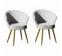 Lot de 2 Fauteuil Coquille Velours VIVOLILV,Métal doré,Chaise d’Appoint Moderne Confortable pour Salon Chambre Coiffeuse,Gris