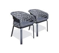 Lot de 2 fauteuil de jardin en corde tissée et aluminium