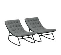 Outsunny - Lot de 2 fauteuils à bascule extérieur, coussins épais, siège textilène, cadre acier, gris