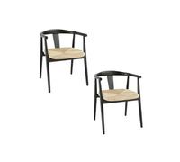 Atmosphera - Lot de 2 fauteuils à dîner en bois YAMATO - Noir - Yamato Noir