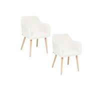 Toilinux - Lot de 2 fauteuils à dîner en bouclette VISOCA - Blanc - Visoca Blanc G