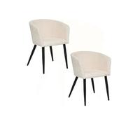 Atmosphera - Lot de 2 fauteuils à diner en tissu chenille MARLO - Ivoire - Marlo G