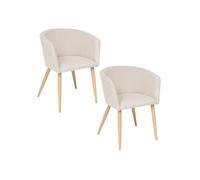 Toilinux - Lot de 2 fauteuils à diner en velours MARLO - Beige - Marlo G