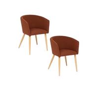 Toilinux - Lot de 2 fauteuils à diner en velours MARLO - Marron - Marlo Marron G