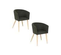 Toilinux - Lot de 2 fauteuils à diner en velours MARLO - Vert Cèdre - Marlo G