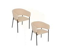 Atmosphera - Lot de 2 fauteuils à diner en velours SOLEA - Beige - Solea Beige G