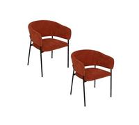 Atmosphera - Lot de 2 fauteuils à diner en velours SOLEA - Terracotta - Solea G