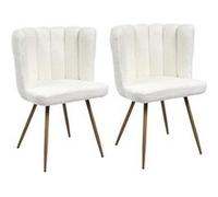 FJARD - Lot de 2 Fauteuils Blanc Tissu Bouclettes -