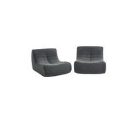 | Lot de 2 fauteuils chauffeuses en bouclette texturée anthracite style contemporain 1 place