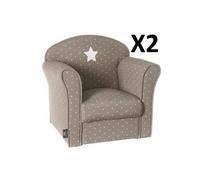 Lot de 2 Fauteuils classique pour enfant Taupe, L 50 x P 39 x H 44 cm -PEGANE-