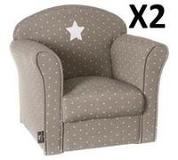 Lot de 2 Fauteuils classique pour enfant Taupe, L 50 x P 39 x H 44 cm -PEGANE-