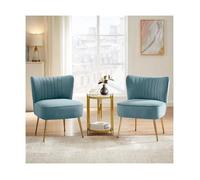 Lot de 2 fauteuils Cocktail - Sicaan - JUDITH - Tissu Velours L.54 x P.67,5 x H.72 cm - Bleu gris