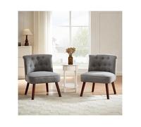 Lot de 2 fauteuils Crapaud - Sicaan - JACQUES - Tissu - L.56 x P.62 x H.73 cm - Gris foncé
