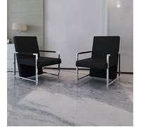 Lot de 2 Fauteuils Cubiques Noir Pieds Chromées de Très Bonne Qualité 270179