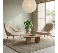 Lot de 2 fauteuils Danios Tissu Beige