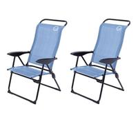 Lot de 2 fauteuils de camping 5 positions - O'Camp - Bleu - Dimensions : 70 x 62 x 105 cm