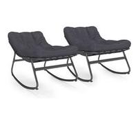 Lot de 2 fauteuils de jardin à bascule ARONA gris anthracite coussin gris G