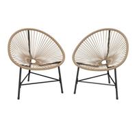 Lot de 2 fauteuils de jardin acapulco - Outsunny - structure triangulaire, charge 120kg - résine tressée - 72x68x81cm - naturel