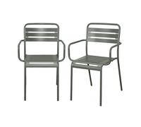 Lot de 2 fauteuils de jardin acier. 2 places. kaki. Amelia. L50.4 X P53 X H79.5cm