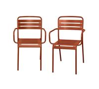 Lot de 2 fauteuils de jardin acier. 2 places. terracotta. Amelia. L50.4 X P53 X H79.5cm
