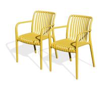 Lot de 2 fauteuils de jardin - CITY GARDEN - Tiago-FT - Empilable - Moutarde