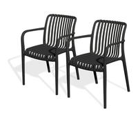 Lot de 2 fauteuils de jardin - CITY GARDEN - Tiago-FT - Empilable - Noir