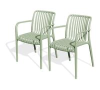 Lot de 2 fauteuils de jardin - CITY GARDEN - Tiago-FT - Empilable - Olive