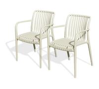 Lot de 2 fauteuils de jardin - CITY GARDEN - Tiago-FT - Empilable - Sable