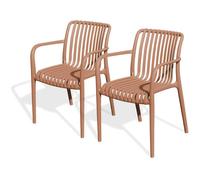 Lot de 2 fauteuils de jardin - CITY GARDEN - Tiago-FT - Empilable - Terracotta