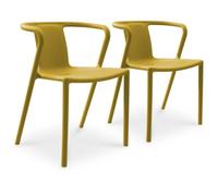 Lot de 2 fauteuils de jardin - DCB GARDEN - DIEGO - Polypropylène jaune moutarde - Empilable