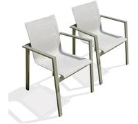 Lot de 2 Fauteuils de Jardin Empilables "Miami" 84cm Kaki
