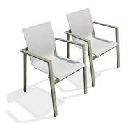 Lot de 2 fauteuils de jardin empilables en alu et toilee
