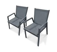 Lot de 2 fauteuils de jardin empilables en aluminium
